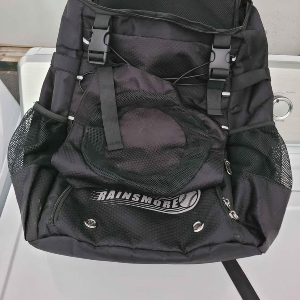 Black Baseball Backpack with Reinforced Straps.